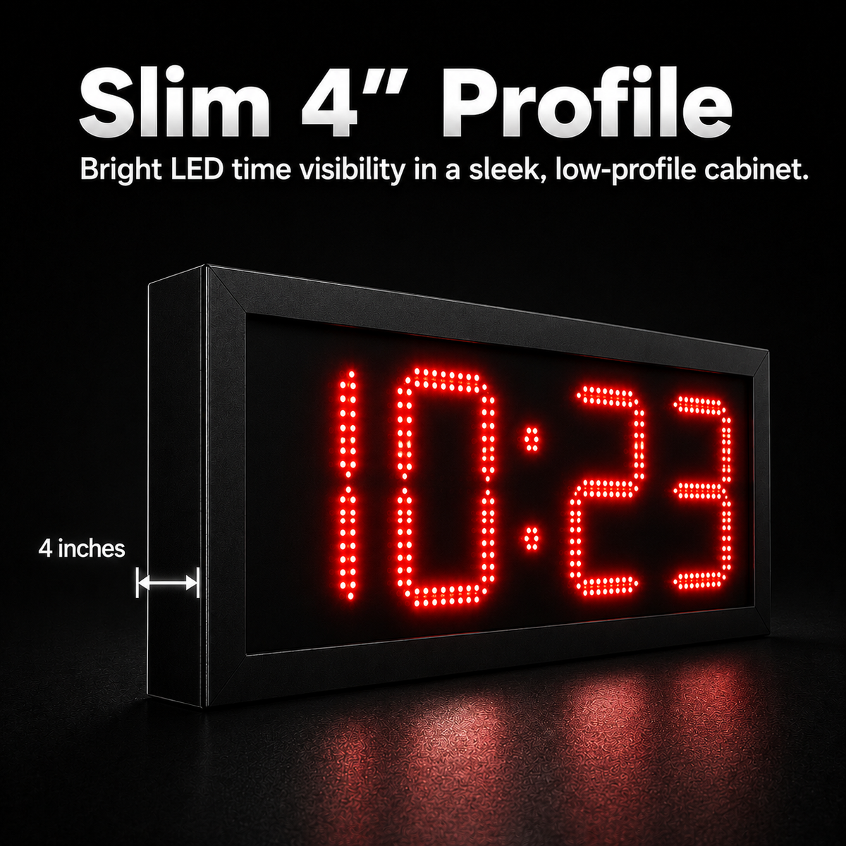 6 Inch Digits - LED Time & Temperature Sign - Red - Auto Time/Temp Display w/ RF Remote Control