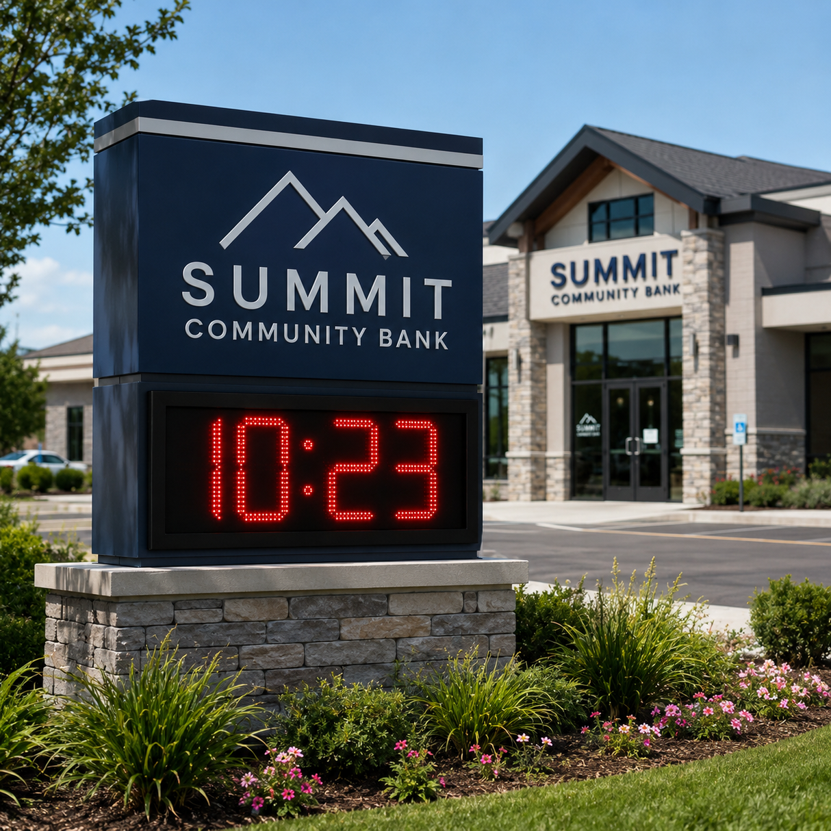 6 Inch Digits - LED Time & Temperature Sign - Red - Auto Time/Temp Display w/ RF Remote Control