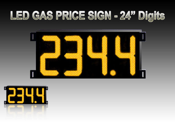 Gas Price LED Sign (Digital) 24" (Yellow) with 4 Large Digits - 5 Year Warranty