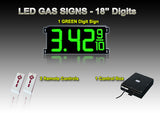 18 Inch Digits - LED Gas sign package - 1 Green Digital Price Gas LED SIGNS - Complete Package w/ RF Remote Control - 47"x22"