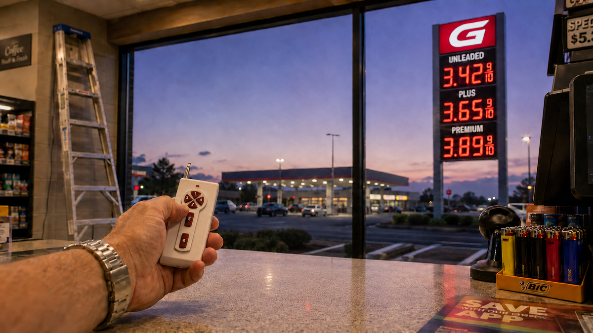 8 Inch Digits - LED Gas sign package - 1 Green Digital Price Gasoline LED SIGNS - Complete Package w/ RF Remote Control -  26"x11"
