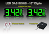 10 Inch Digits - LED Gas sign package - 2 Green Digital Price Gasoline LED SIGNS - Complete Package w/ RF Remote Control -  28"x13"