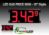 Gas Price LED Sign (Digital)  10" Red with 3 Large Digits & 1 small digit - 5 Year Warranty