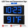 16 Inch Digits - LED Time & Temperature Sign - Blue - Auto Time/Temp Display w/ RF Remote Control