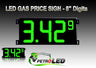Gas Price LED Sign (Digital)  8" Green with 3 Large Digits & 1 small digit - 5 Year Warranty