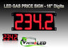 Gas Price LED Sign (Digital)  16" Red with 4 Large Digits - 5 Year Warranty