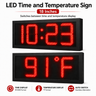 18 Inch Digits - LED Time & Temperature Sign - Red - Auto Time/Temp Display w/ RF Remote Control