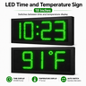 18 Inch Digits - LED Time & Temperature Sign - Green - Auto Time/Temp Display w/ RF Remote Control