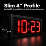 6 Inch Digits - LED Time & Temperature Sign - Red - Auto Time/Temp Display w/ RF Remote Control
