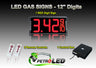 12 Inch Digits - LED Gas sign package - 1 Red Digital Price Gasoline LED SIGNS - 5 Year Warranty - Complete Package w/ RF Remote Control - 33"x15"