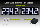 8 Inch Digits - LED Gas sign package - 2 White Digital Price Gasoline LED SIGNS - Complete Package w/ RF Remote Control - 11.5"x24.5"