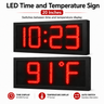 20 Inch Digits - LED Time & Temperature Sign - Red - Auto Time/Temp Display w/ RF Remote Control