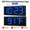 20 Inch Digits - LED Time & Temperature Sign - Blue - Auto Time/Temp Display w/ RF Remote Control