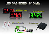 8 Inch Digits - LED Gas sign package - 2 Red & 1 Green Digital Price Gasoline LED SIGNS - Complete Package w/ RF Remote Control - 26"x11"
