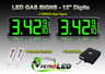 12 Inch Digits - LED Gas sign package - 2 Green Digital Price Gasoline LED SIGNS - 5 Year Warranty - Complete Package w/ RF Remote Control - 33"x15"
