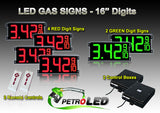 16 Inch Digits - LED Gas sign package - 4 Red & 2 Green Digital Price Gasoline LED SIGNS - Complete Package w/ RF Remote Control - 42"x19"