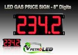 Gas Price LED Sign (Digital)  8" Red with 4 Large Digits - 5 Year Warranty