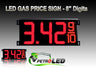 Gas Price LED Sign (Digital)  8" Red with 3 Large Digits & fraction digits - 5 Year Warranty