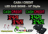 CASH / CREDIT LED Digital Gas Price Changer package - CASH / CREDIT signs (2) & 16 Inch Digits  - 2 Red & 2 Green Digital Price Gasoline LED SIGNS - Complete Package w/ RF Remote Control - 42"x19"