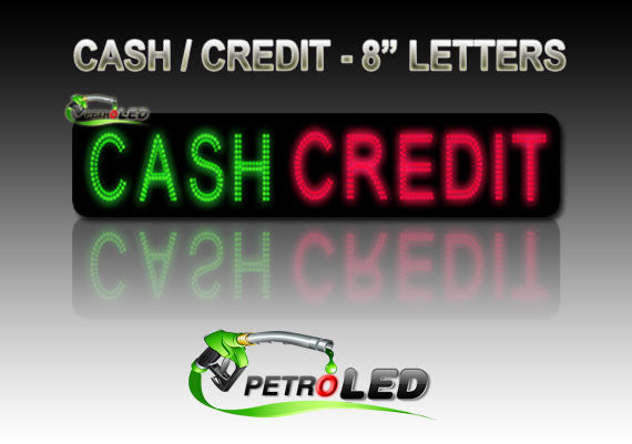 CASH / CREDIT LED Digital Gas Price sign w/ RF Remote Control - 64.4" x 11"