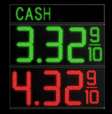 10 Inch Digits - LED Gas sign package - 2 Red & 2 Green Digital Price Gas LED SIGNS - Complete Package w/ RF Remote Control - 28"x13"
