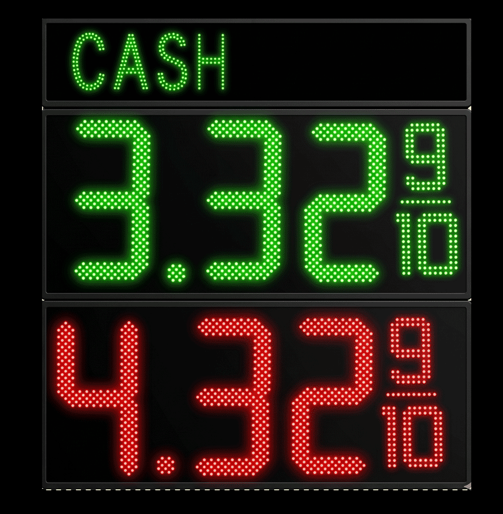 8 Inch Digits - LED Gas sign package - 1 Green Digital Price Gasoline LED SIGNS - Complete Package w/ RF Remote Control -  26"x11"