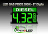 8" DIESEL Gas Price LED Sign - Green LEDs with 3 Large Digits & fraction digits - Top Section lighted - 5 Year Warranty