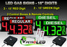 16 Inch Digits - LED Gas sign package - 2 Red (REGULAR) & 2 Green (DIESEL) Digital Price Gasoline LED SIGNS - Complete Package w/ RF Remote Control - 42"x30"