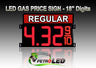 18" REGULAR Gas Price LED Sign - Red LEDs with 3 Large Digits & fraction digits - Top Section lighted - 5 Year Warranty