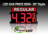 20" REGULAR Gas Price LED Sign - Red LEDs with 3 Large Digit & fraction digits - Top Section lighted - 5 Year Warranty