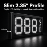 12" REGULAR Gas Price LED Sign - Red LEDs with 3 Large Digit & fraction digits - Top Section lighted - 5 Year Warranty